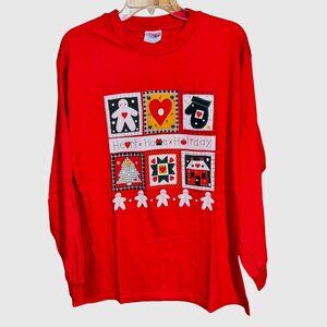 Vintage Hanes Beefy-T Grandmacore Christmas Graphic Tee USA Made Size L